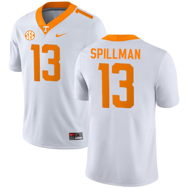 Men #13 Edwin Spillman Tennessee Volunteers College Football Jerseys Stitched-White